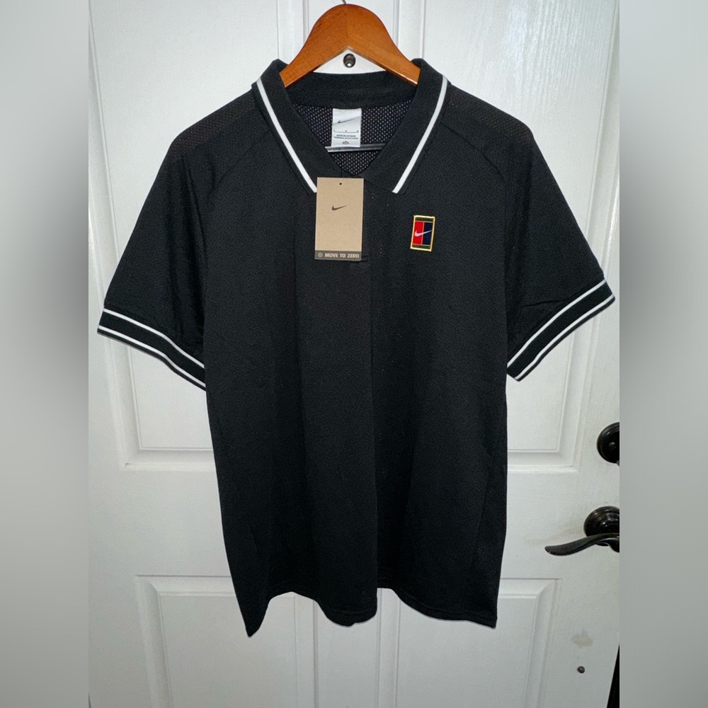 Nike Tennis Court Heritage Polo Shirt Black Men’s Large FQ2101-010 NEW